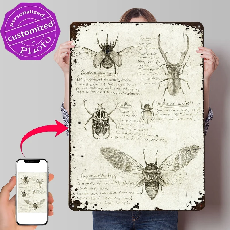 Insects Lightly 3D Tin Poster Customized Wall Art Vintage Metal Signs for Fans Room Wand Deko Bedroom Decoration Gaming House