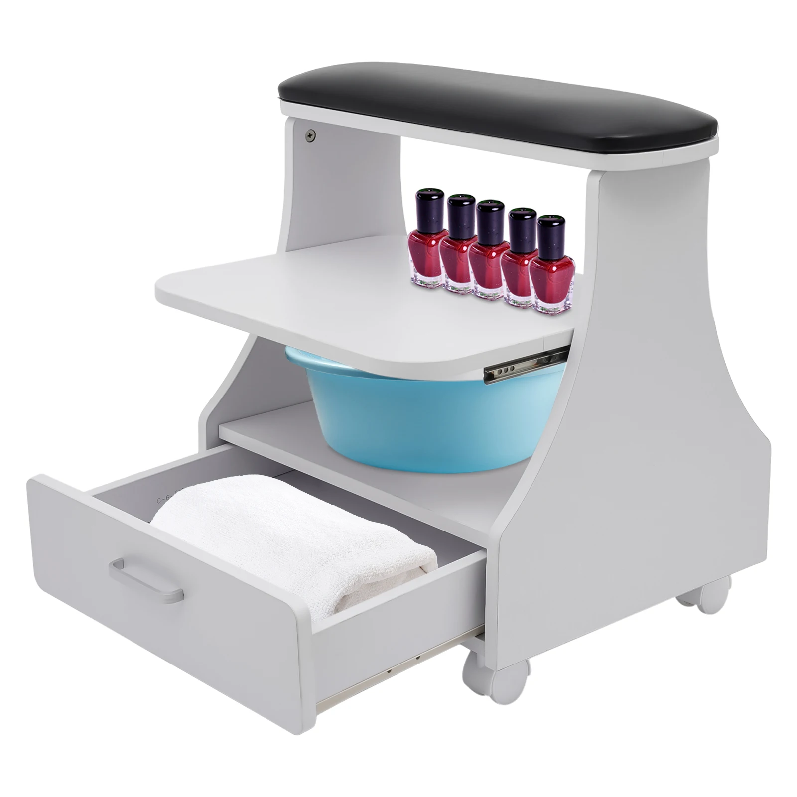 Carrello portatile per pediluvio per salone, carrello per pediluvio con maniglia per cassetto, sgabello per manicure per negozi di saloni di bellezza