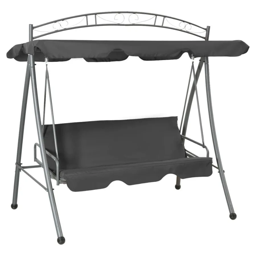 Outdoor Convertible Swing Bench with Canopy Anthracite 78x47.2x80.7 Steel
