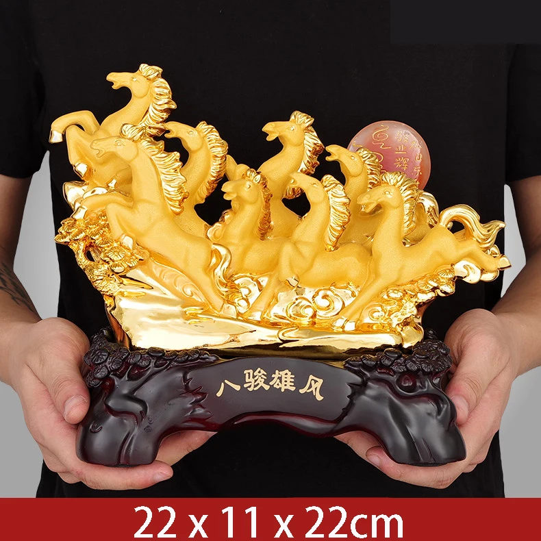 Chinese Style Creative Lucky Eight Horses Resin Auspicious Gifts Home Crafts Living Room Desk Ornaments Statue Opening Gifts