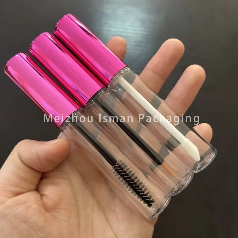 50Pcs empty hot pink metallic liquid lipstick lip gloss packaging makeup clear mascara bottle eyeliner container tubes 10ml