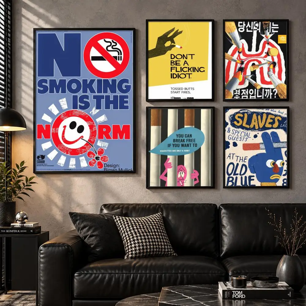 No Smoking Sign Retro Safety Alert Minimal Graphic Poster Poster Aesthetic Unframed Wall Prints for Bedroom & Living Room