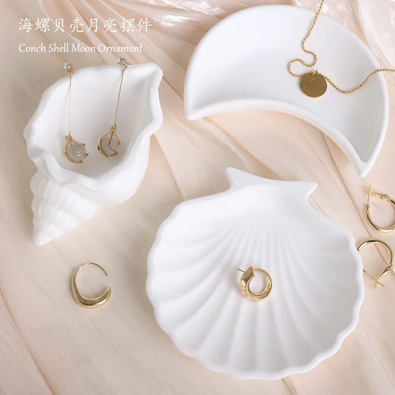 White Shell Mermaid Tail Creative Background Prop for Photography INS Photo Jewelry Necklaces Earstud Ring Fotografia Decoration