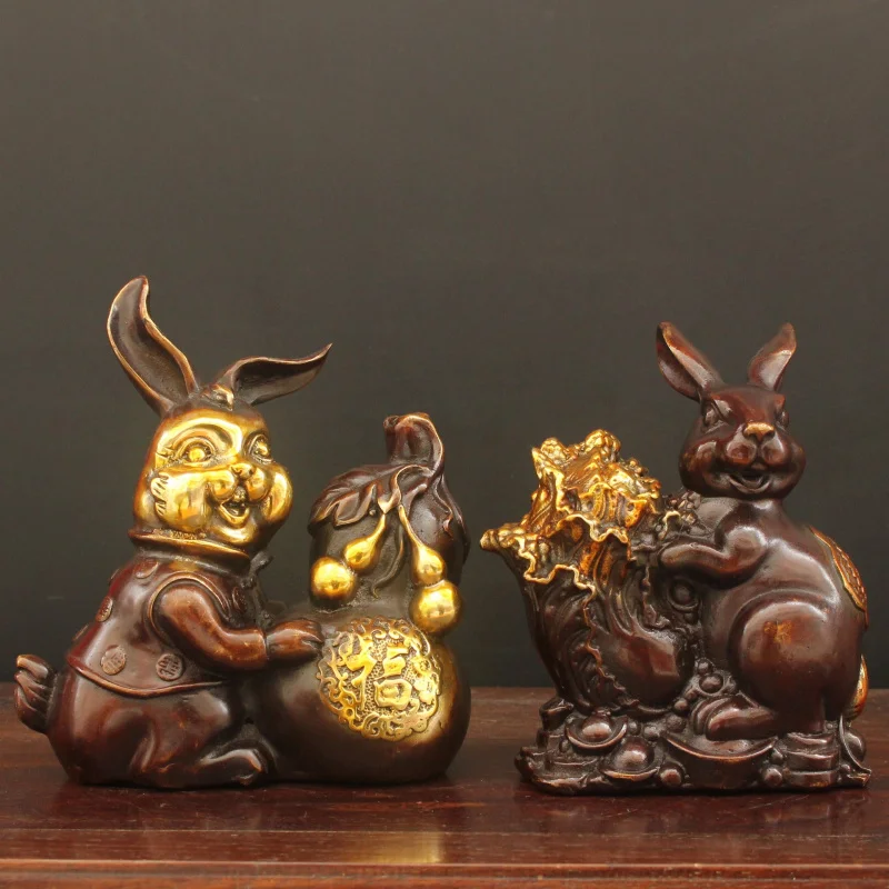 

Copper Rabbit Figurine Zodiac Rabbit Home Living Room Office Decoration Craft Gift Zodiac Rabbit Ornament