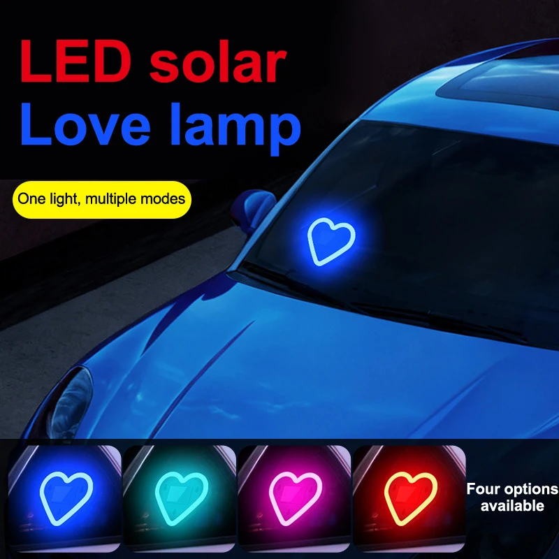 سيارة LED نافذة الديكور القلب ضوء النيون شفط كأس ثابت مضيئة القلب الشمسية المحيطة ضوء النيون أضواء السيارة اكسسوارات 1 قطعة