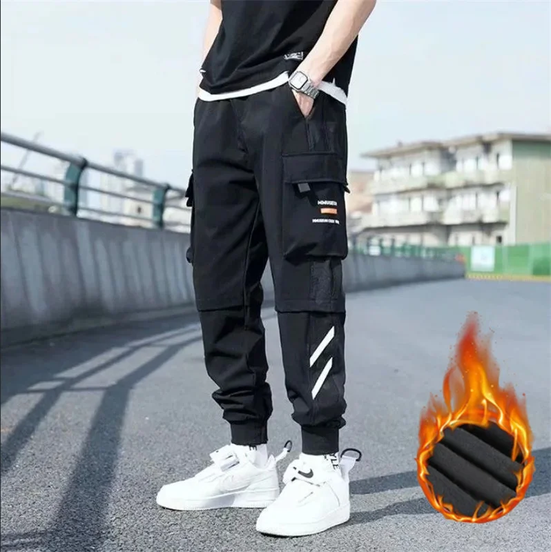 Warm pants for men  thick and plush autumn pants  mid waist  autumn and winter leggings  cold proof  comfortable for youth  cott