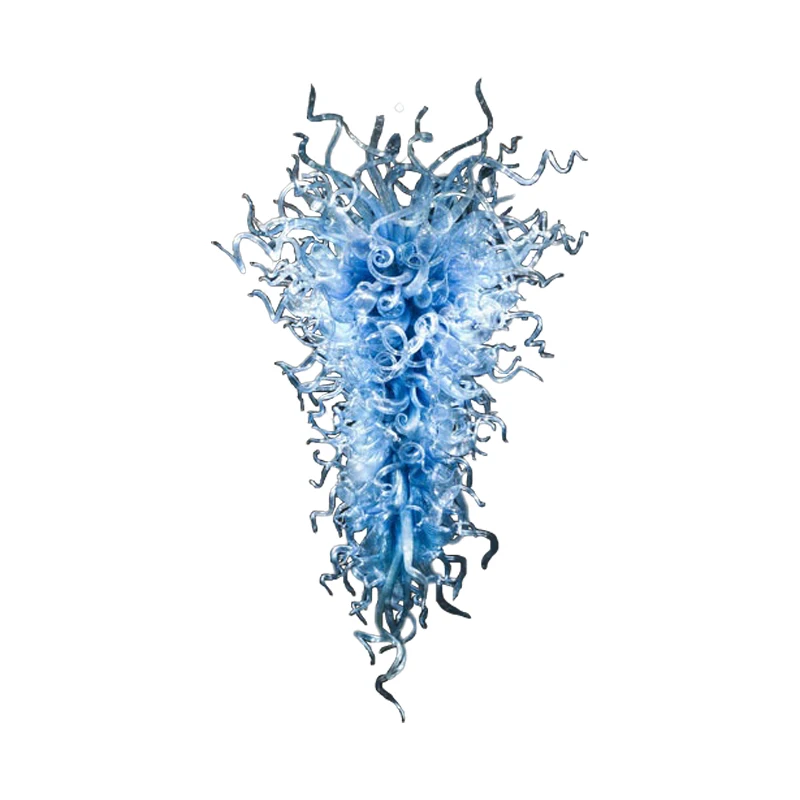 Blue Color Pendnat Lamp Luxury Hand Blown Chihuly Glass Chandelier Light for Art Decoration LED Large Lamps image 2
