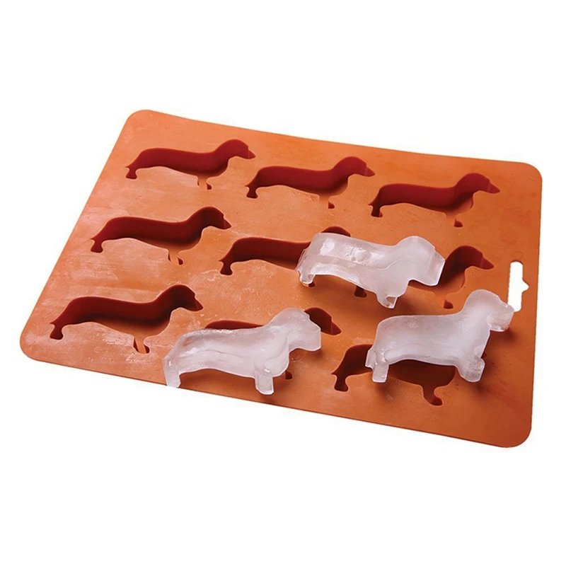 Silicone Dachshund Puppy Shaped Ice-Cube Chocolate Cookie Mold DIY Home Ice Tray,Kitchen Tools Silicone Mold Durable ,Pink