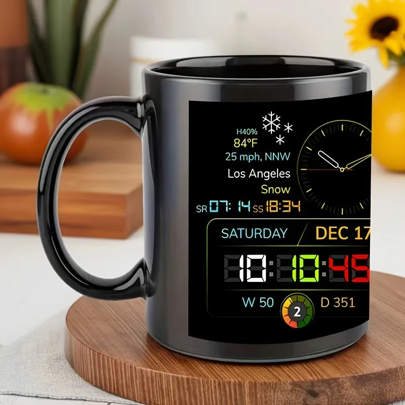Cup Black Creative Time Large Capacity Coffee Cup Light Luxury Premium Sensing Cup with Handle