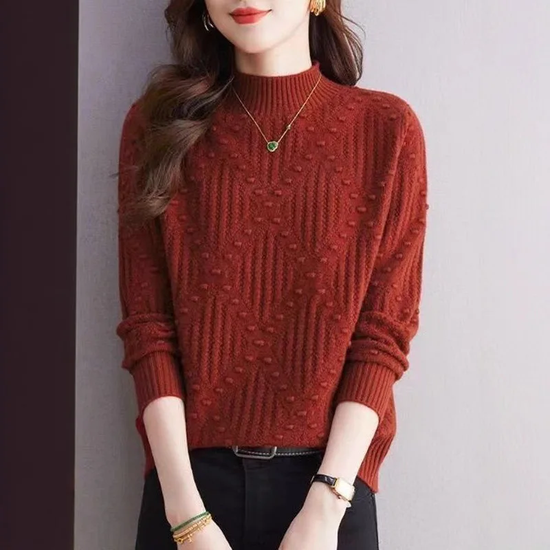 

Высококачественный модный свитер для мамы, пальто, женский осенне-зимний новый трикотаж 2025 года, женский свободный пуловер, нижняя рубашка, женский топ