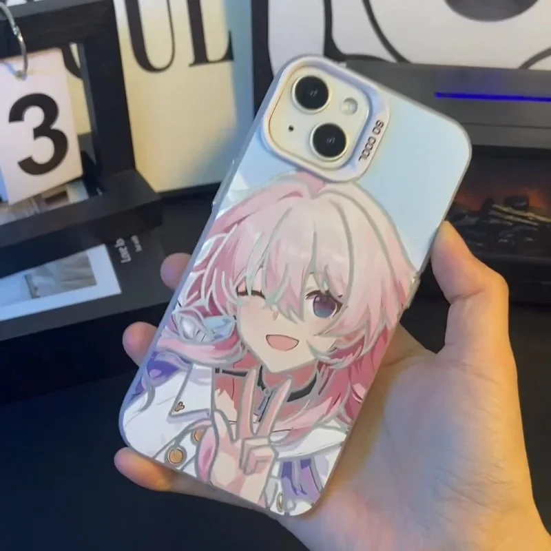 

Anime Cute Pink Girl March 7th Honkai Star Rail Phone Case for iPhone 16 15 14 13 12 11 17 Pro Max Plus Mini maiden Back Cover