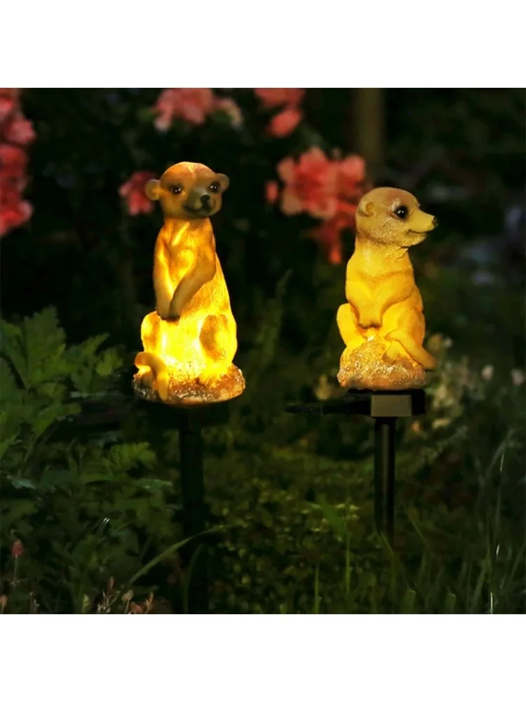 Lumières solaires en résine monté au sol renard mangose lampe décorative extérieure jardin cour lumières jardin bord de route LED lampe de nuit