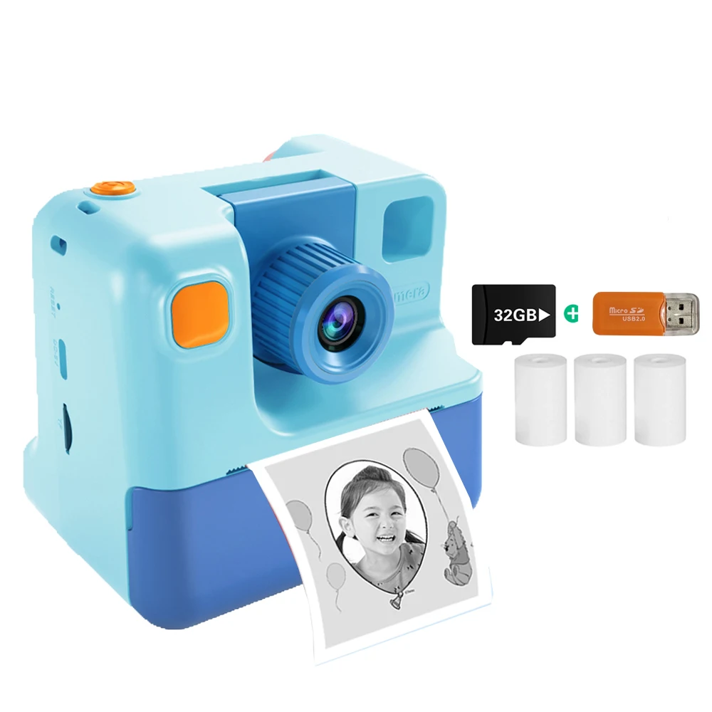 1080P HD Digital Instant Camera 2.0 Screen Kids Photo Instant Printing Camera Video Recorder Boys Girls Children Birthday Gifts