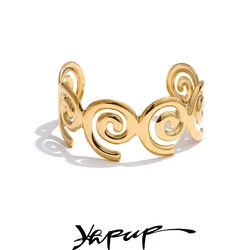 Yhpup 64mm Stainless Steel Metal Shell Shape Cuff Bracelet Bangle Waterproof Smooth Metal Distinctive Jewelry Wholesale