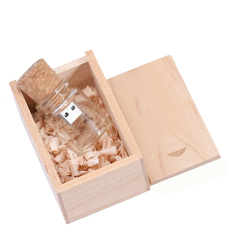 

JASTER Drifting Bottle Wedding Gift 64GB USB Flash Drive 32GB Pen Drives Glass 16GB Memory Stick 8GB 4GB 128G U Disk Wooden box