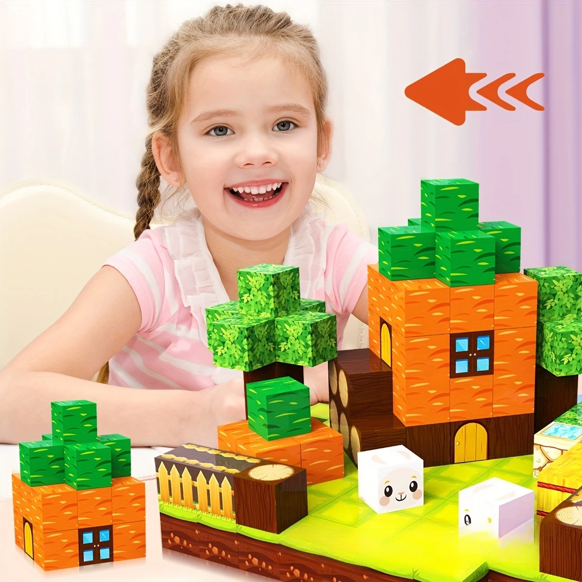 Conjunto de blocos de construção de cenoura Bloco magnético colagem criativa infantil presente para meninos e meninas