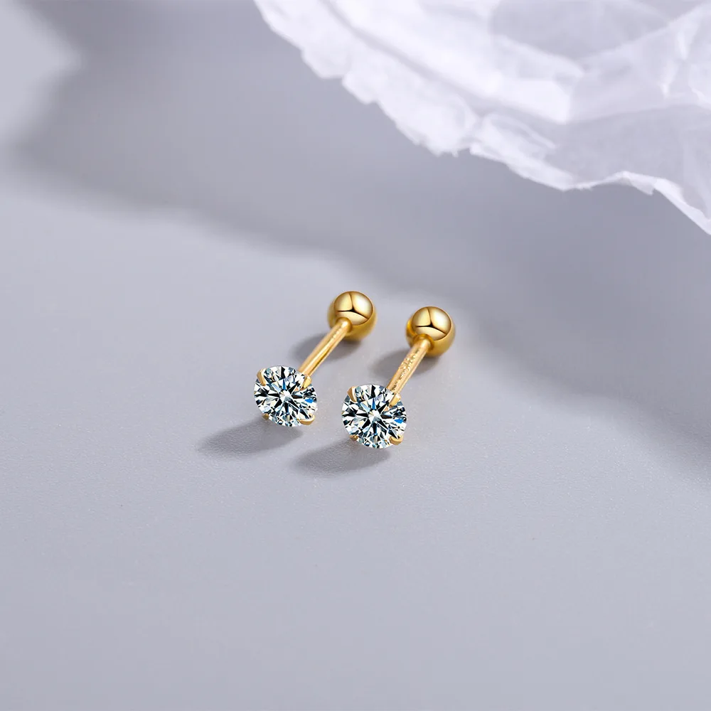 Women Two Ball Fine Jewelry Woman Earrings Stud Keep Piercing Nut 2026 Stamp 925 Sterling Silver Stud Earrings