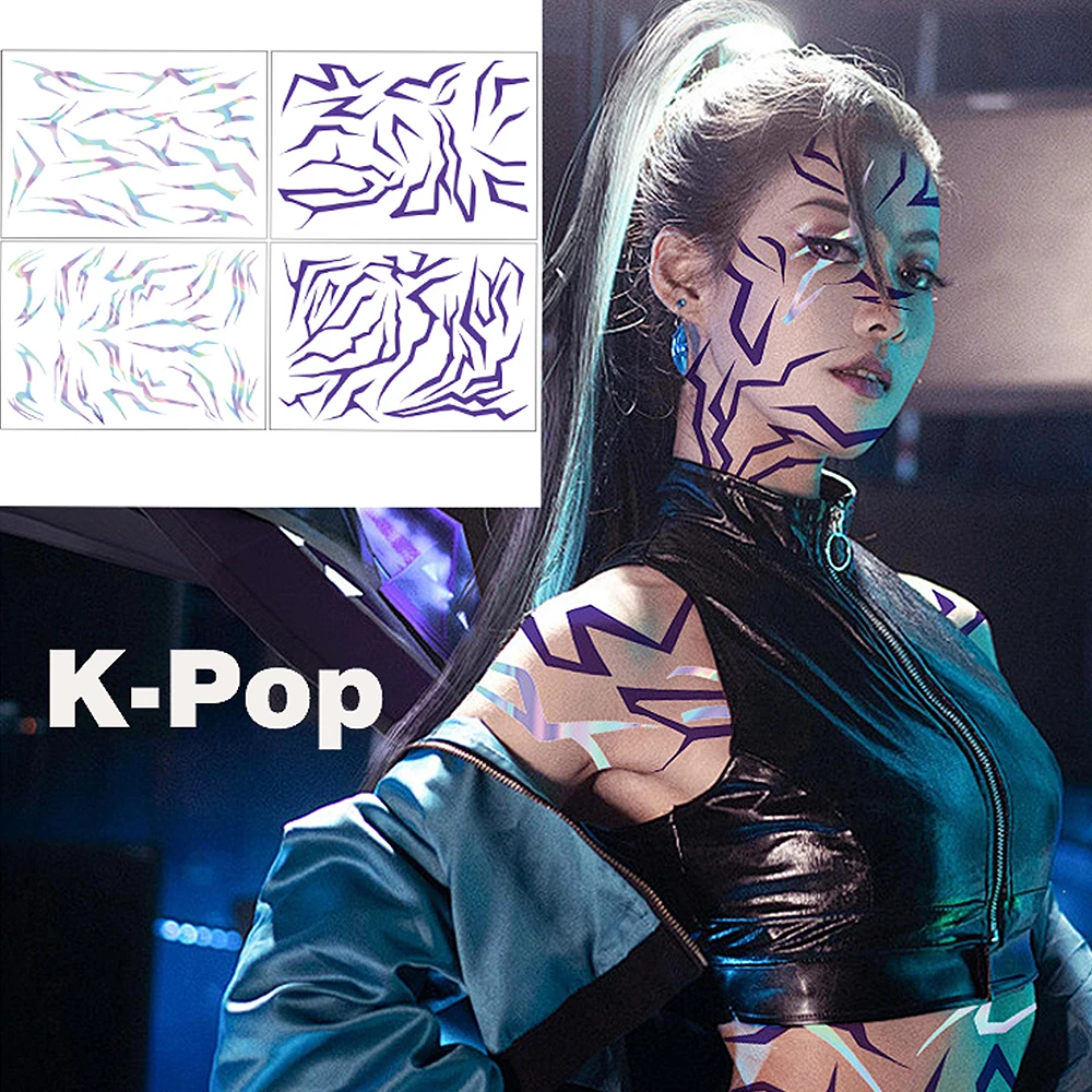

4PCS Anime Huntrix Demo N Hunters K-Pop Devil Boys Jinu Rumi Tatoo Prop Tattoo Body Stripe Stickers Cosplay Halloween Party