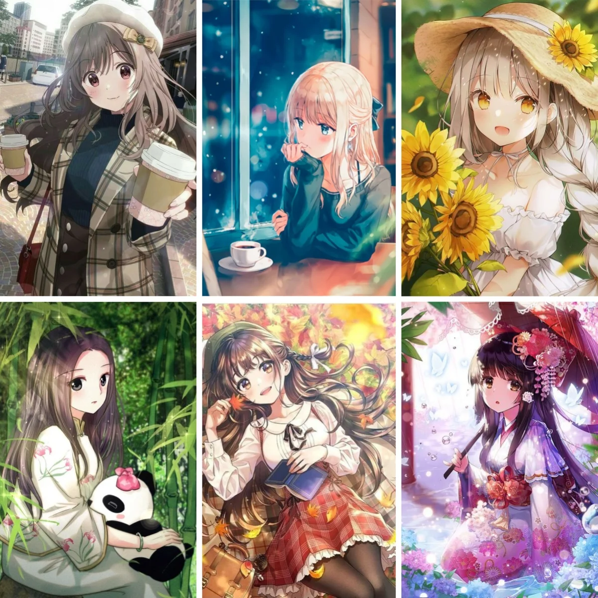 

Japanese Anime Style Kawaii Girl Poster Diamond Painting DIY Full Drill Gem Art with Painting Kits , Back To School Gift