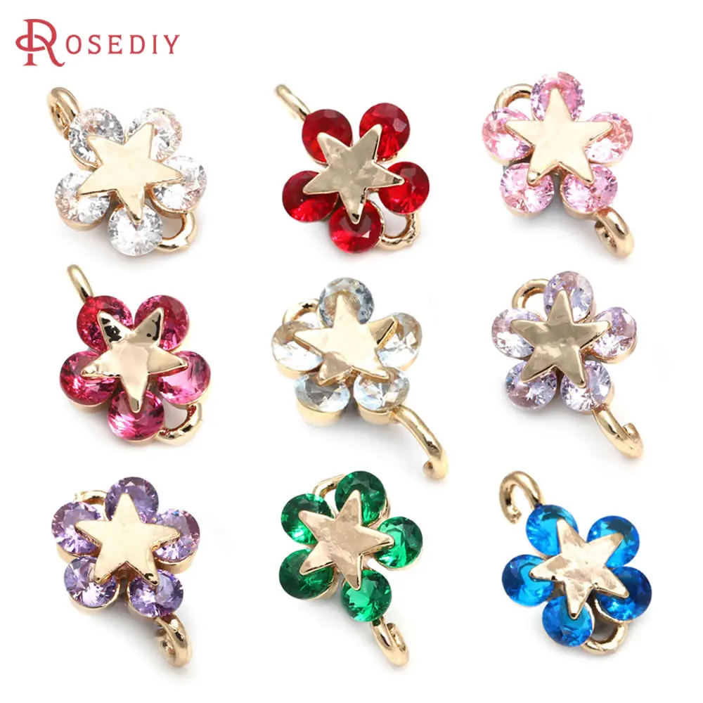 

10PCS 8x12MM High Quality 18K Gold Color Brass and Zircon with Star Flower Charms Pendants Jewelry Making Diy Accessories
