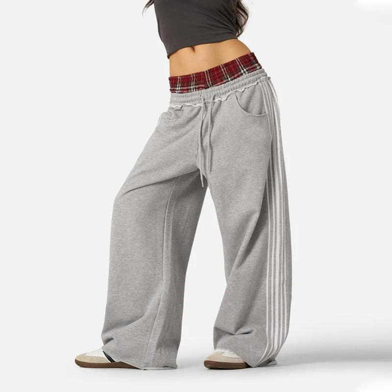 Two-Piece Set With Double Waist Head Fake Bathroom Pants For Sports Leisure 2026 Fashion American Retro College Style Loose Fit