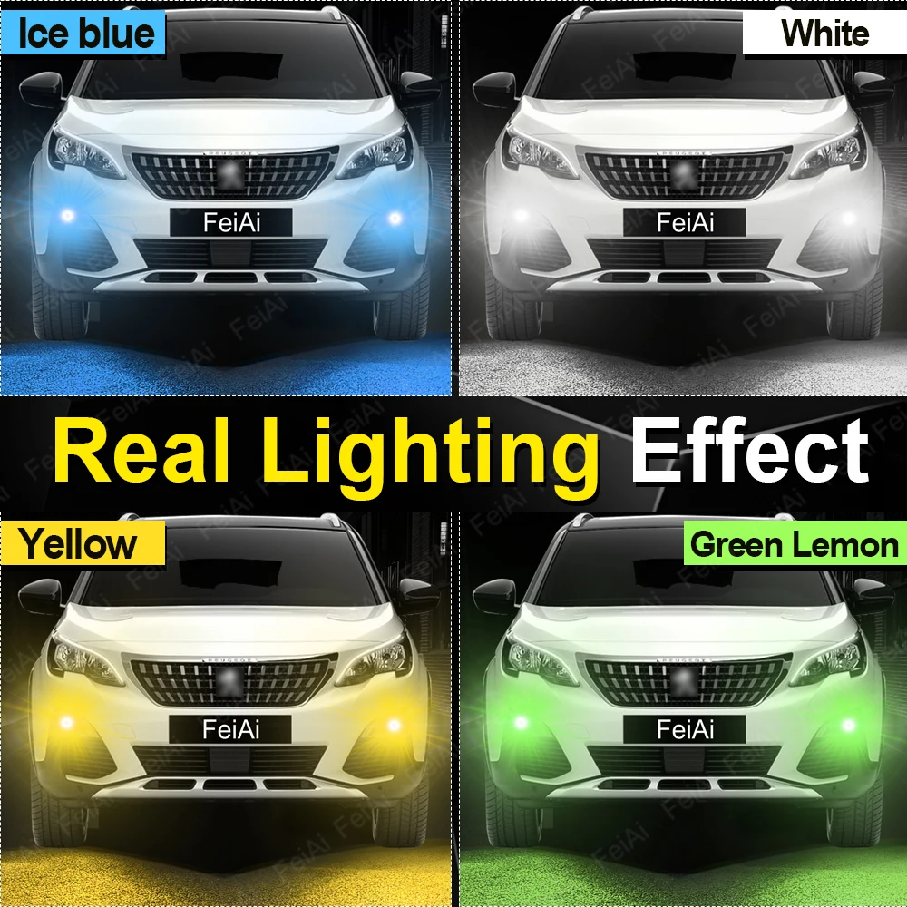 الجبهة LED أضواء الضباب لبيجو 3008 2017 2018 2019 2020 3008 LED مصابيح الضباب ثنائي اللون أبيض أصفر الليمون الأخضر وامض #5