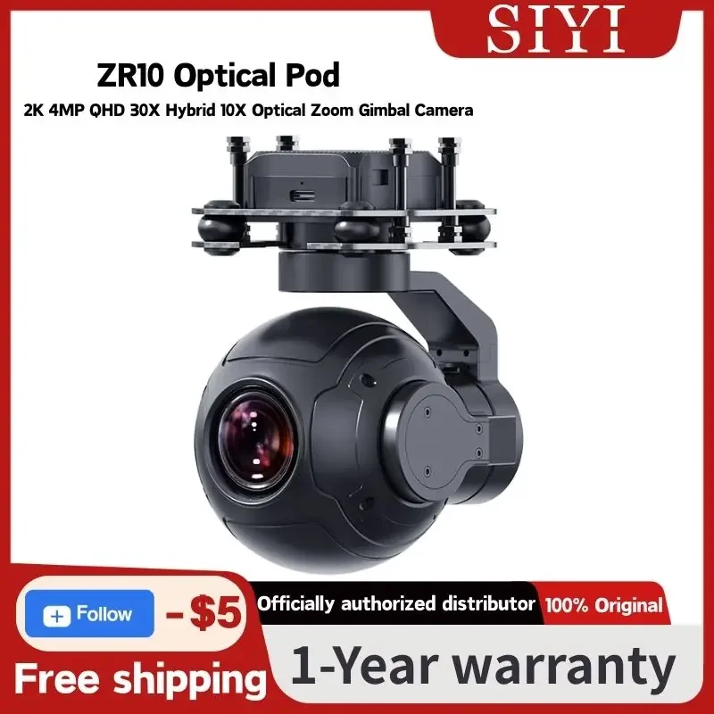 SIYI ZR10 Gimbal Camera 2K 4MP QHD 10X Optical 30X Hybrid Zoom 3-Axis Stabilizer HDR Starlight for UGV USV