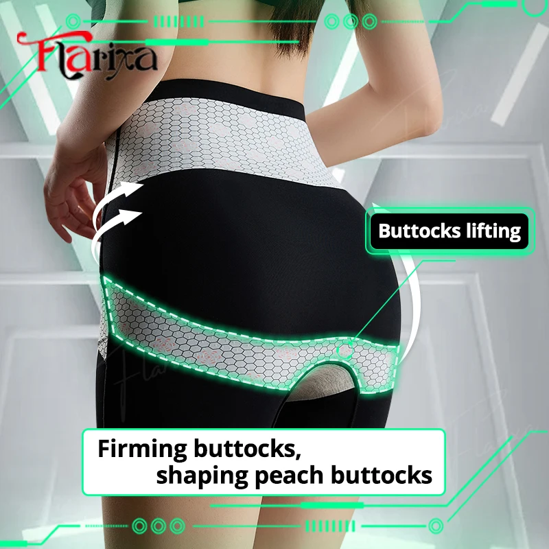 Flarixa High Waist Tummy Control Body Shaper Flat Belly Reducing Panties With Hook Slimming Fajas Women Shorts Hip Lift Pants