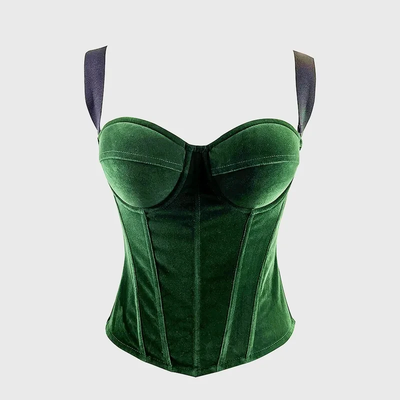 Velvet Elegant Body Shaping Corset Ladies Party Bustier Tops To Waist Sexy Bodice Corset For Slimming Underbust Bustier Lingerie