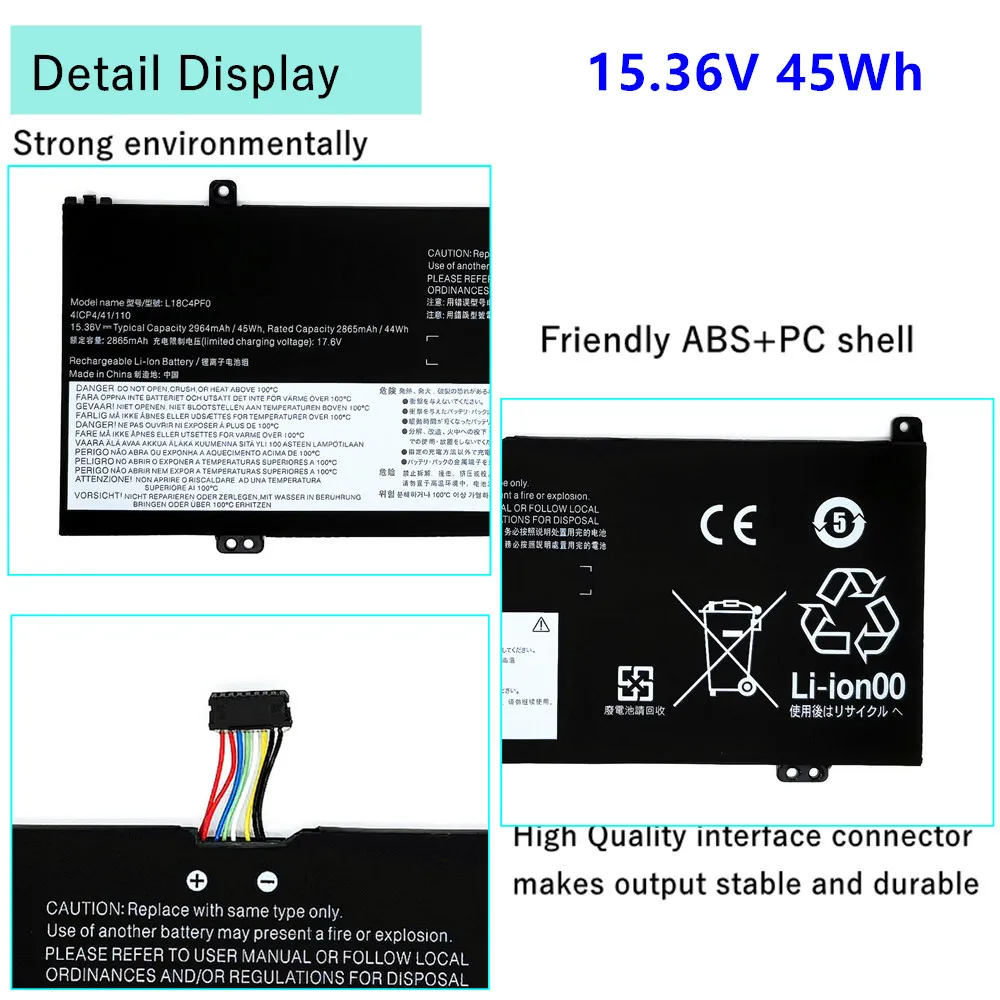 15.36V 45Wh L18C4PF0 L18M4PF0 L18D4PF0 Laptop Battery For Lenovo ThinkBook 13S-IML 14S-IML 13S-IWL 14S-IWL Series