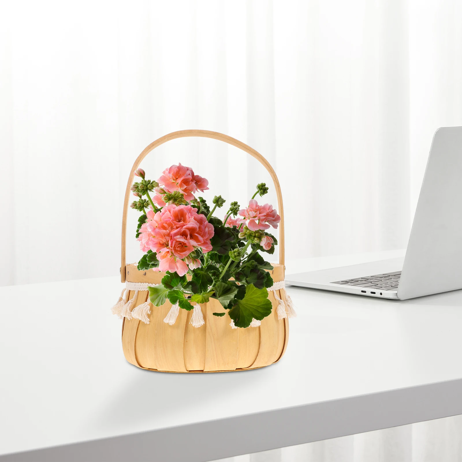 

Woven Basket Home Storage Portable Bins Rattan Flower Arrangement Lace Design Sundries Eco Friendly Large Capacity