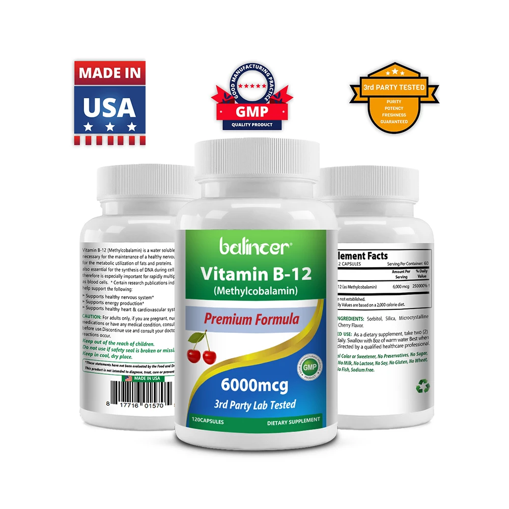 

Best Natural Vitamin B-12 As Methylcobalamin (Methyl B12), 6000 Mcg, Supports Energy, Immune, Heart, Mood and Brain Support