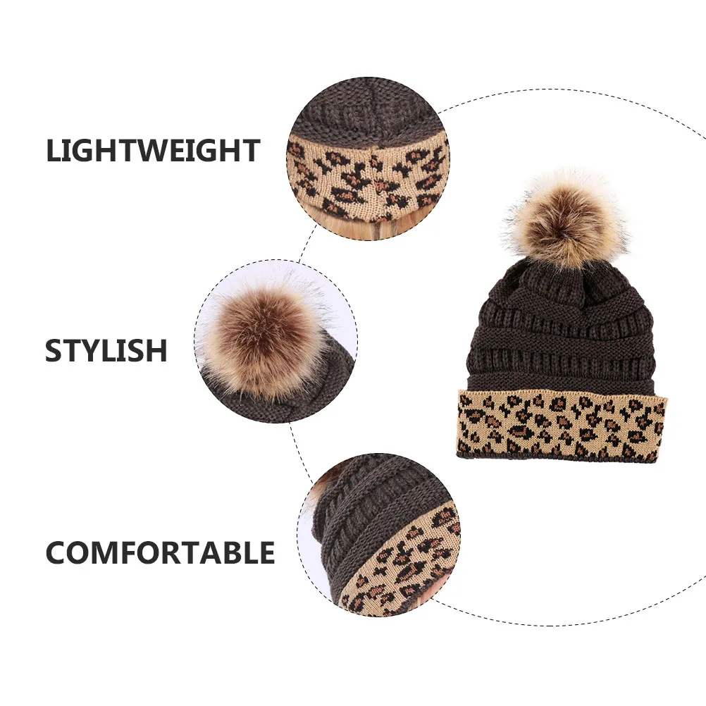 

Warm Knitted Hat Leopard Print Beanie Thicken Cap Winter Hats for Women Father Fashion Warm Hat Decorative Winter Leopard