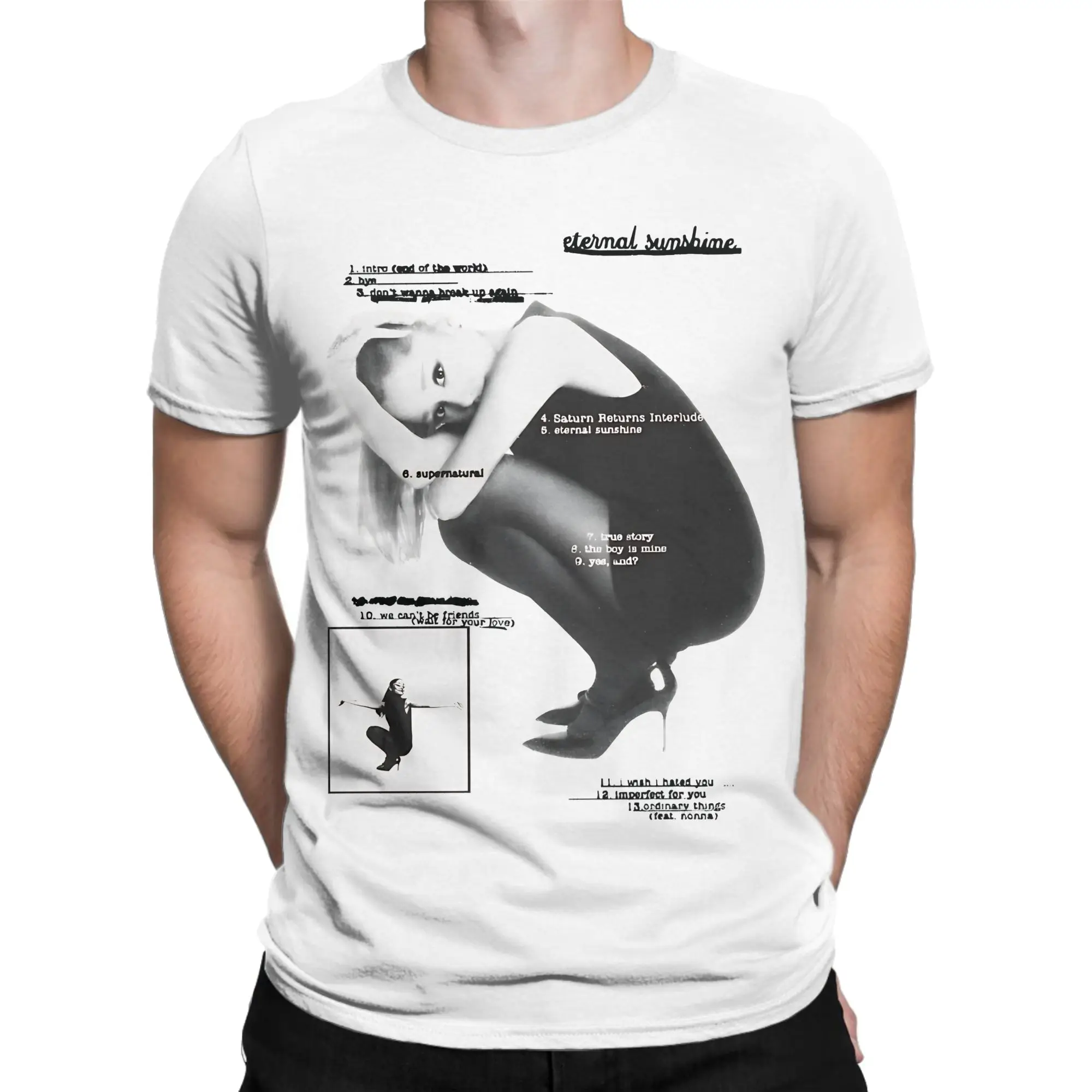 eternal sunshine tracklist Ariana Grande T Shirt  Fashion T-Shirts Short Sleeve Vintage Tshirt Summer Cotton Plus Size Tees