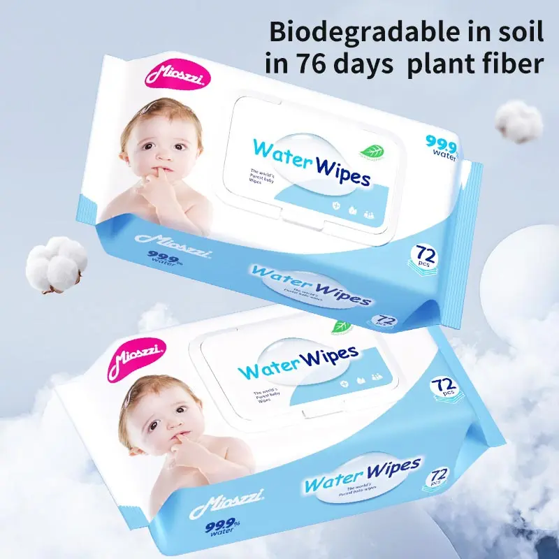 72pcs Mioszzi Baby Wet Wipes,Biodegradable Pure Water