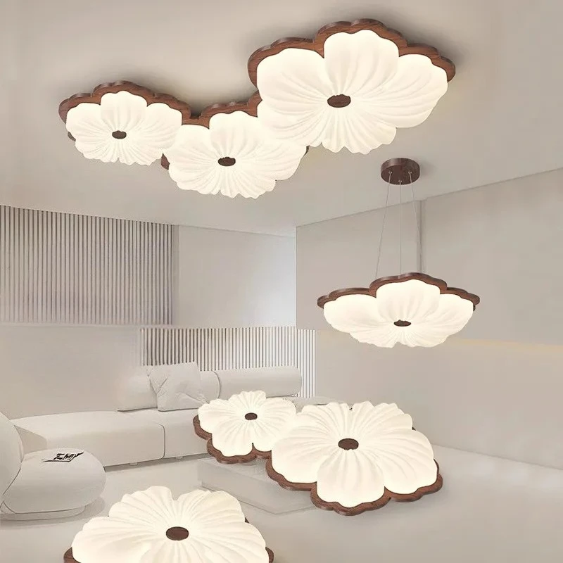 Full Spectrum Eye Protection Ceiling Lamps Peach Blossom Shape Led Lights Fixture Living Room Decoration Bedroom Home Lighting