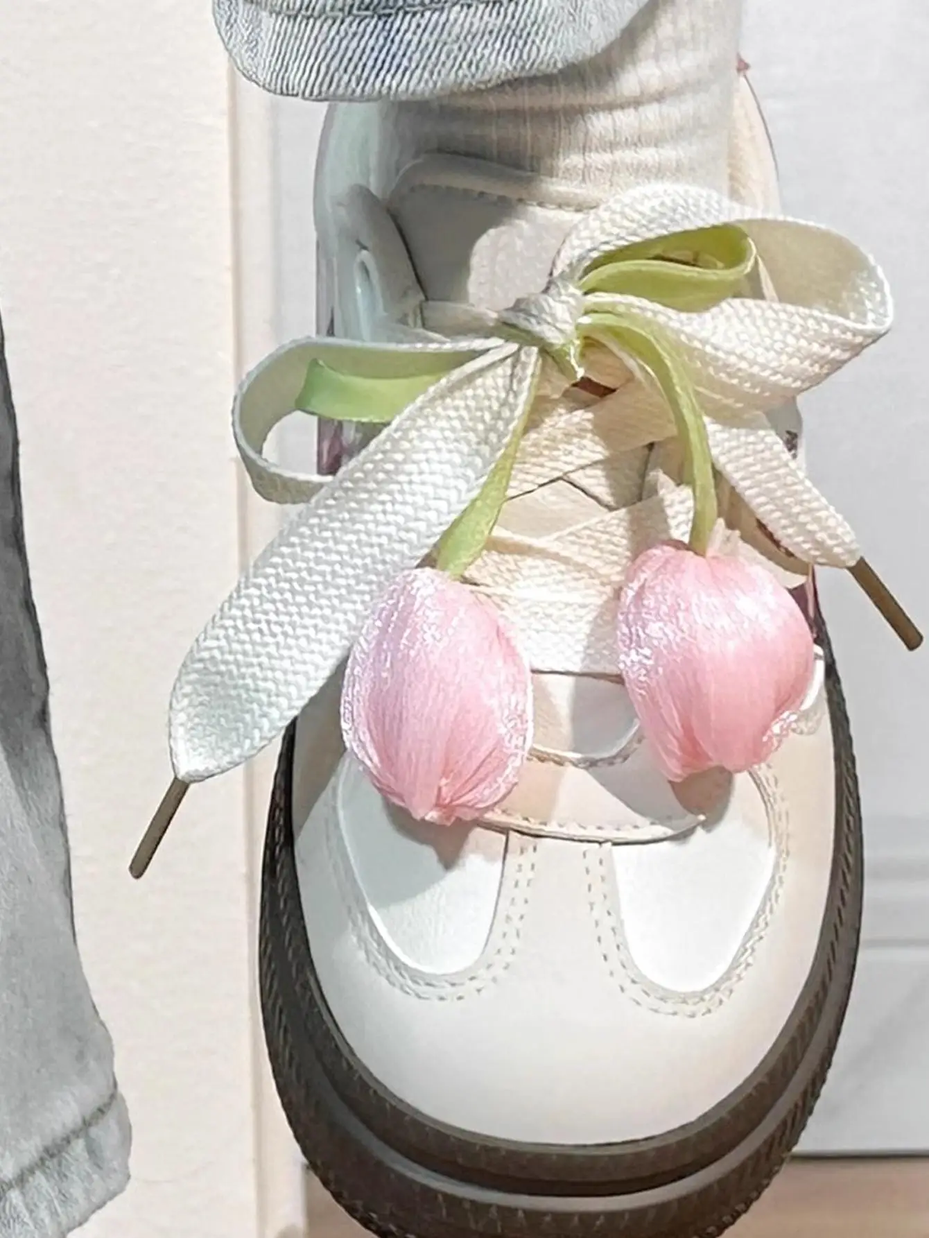 2pcs/1pair Harajuku Y2K Sweet Romantic Pink Tulip Flower Shoelace Decorations DE Shoe Decoration Accessory for Women Jewelry NEW