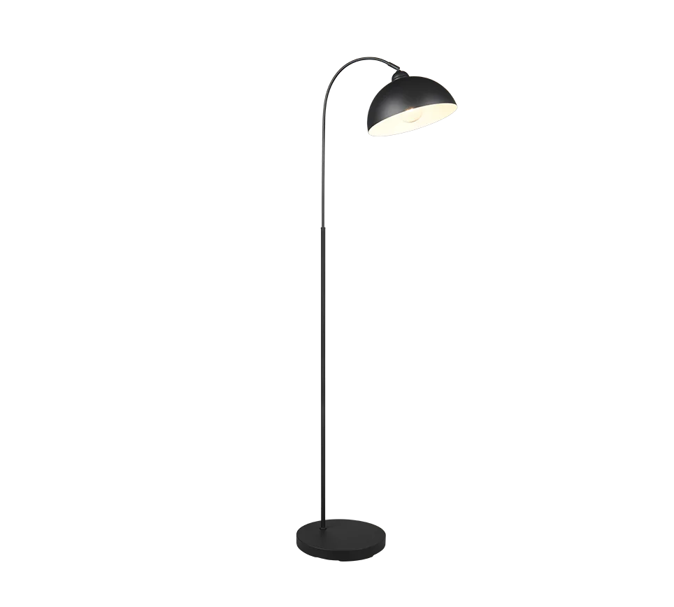 Afbeelding 6: Gebogen grondlamp, metaal, zwart, H 170cm, Sierra