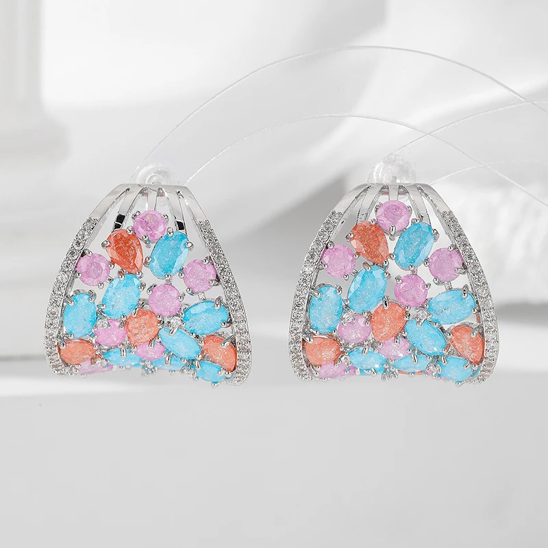 

SENYU модные большие женские серьги-гвоздики в форме буквы C, роскошные красочные серьги в форме яйца с кубическим цирконием, ювелирные изделия высокого качества для вечеринки, отпуска