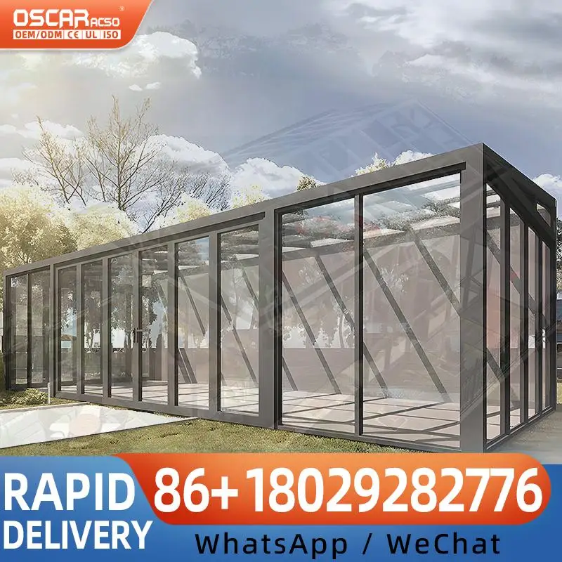 Open Double Glazed Modular Sunroom with Powder Coated Aluminium Skylight Prefab Glass Building for Backyard Patio Garden sunroom