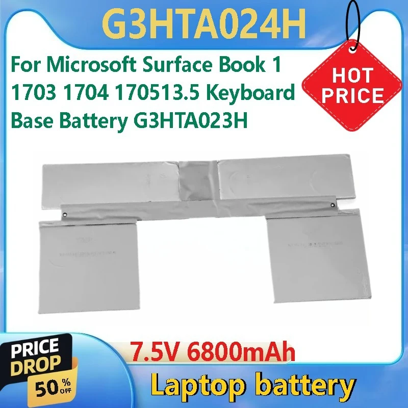 

High Quality7.5V 6800mAh G3HTA024H Laptop Battery For Microsoft Surface Book 1 1704 1705 170313.5 Keyboard Base Battery