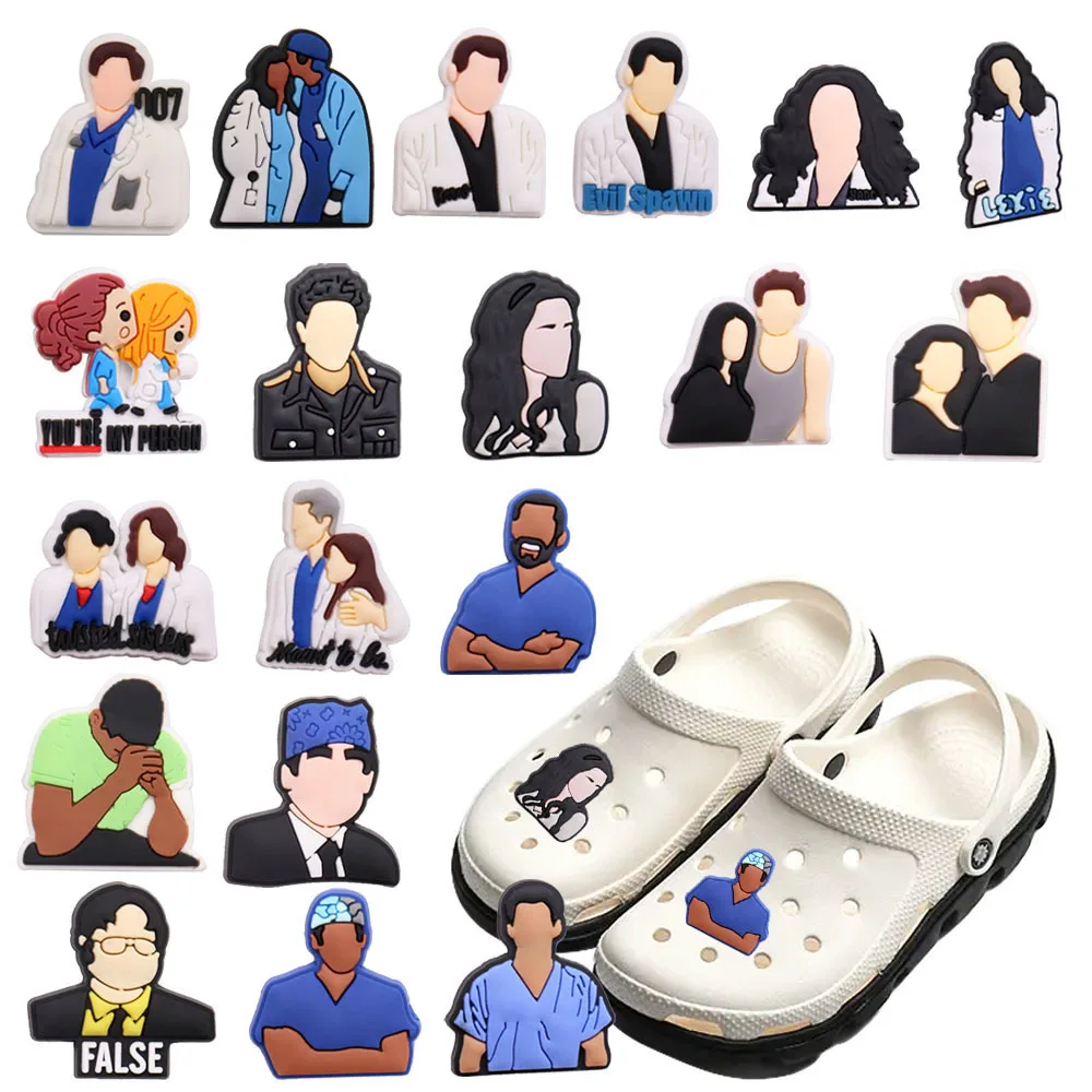 

Mix 50PCS PVC Cartoon TV Character Man Woman You Are My Person Meant To Be Doctor Shoe Charms Decoration Buckle Accessories