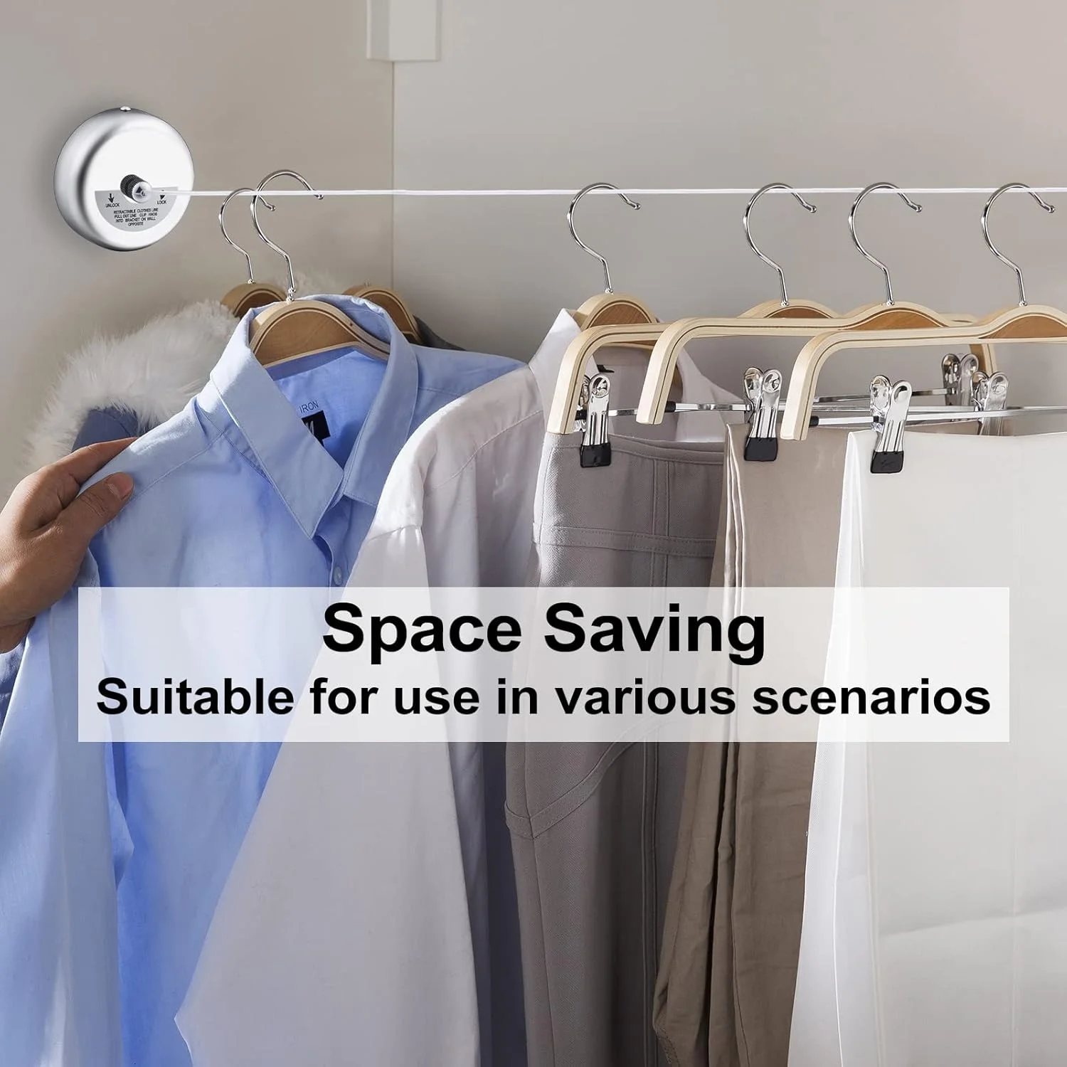 Corde à linge de douche en acier inoxydable de 9,2 pieds, accessoires de rangement de ligne de corde de linge réglables d'intérieur pour camping-car caravane camping-car