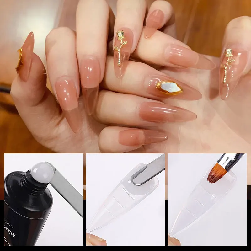 60 Pcs Dual Forms False Nails Extension  Crystal Clear Full Cover Nail Tips Fake Finger  Professional Manicure Accessories Tools