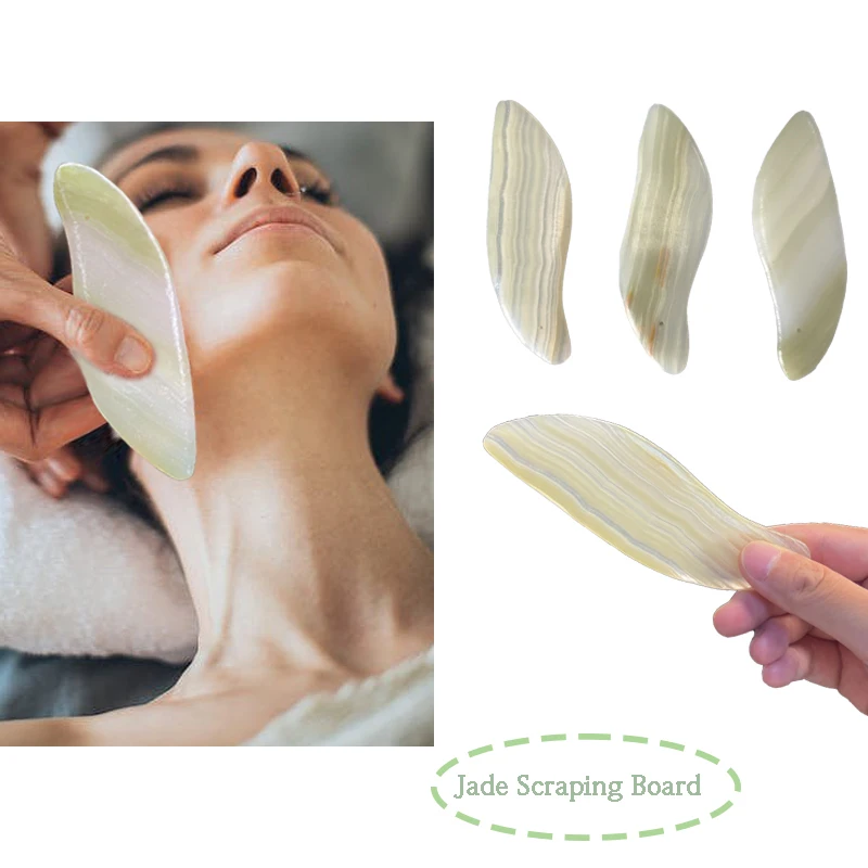 Natural Jade Guasha Board Scraching Facial Eyes Scraping Guasha SPA Massage Tool Health Care Beauty Acupoints Plate Massager