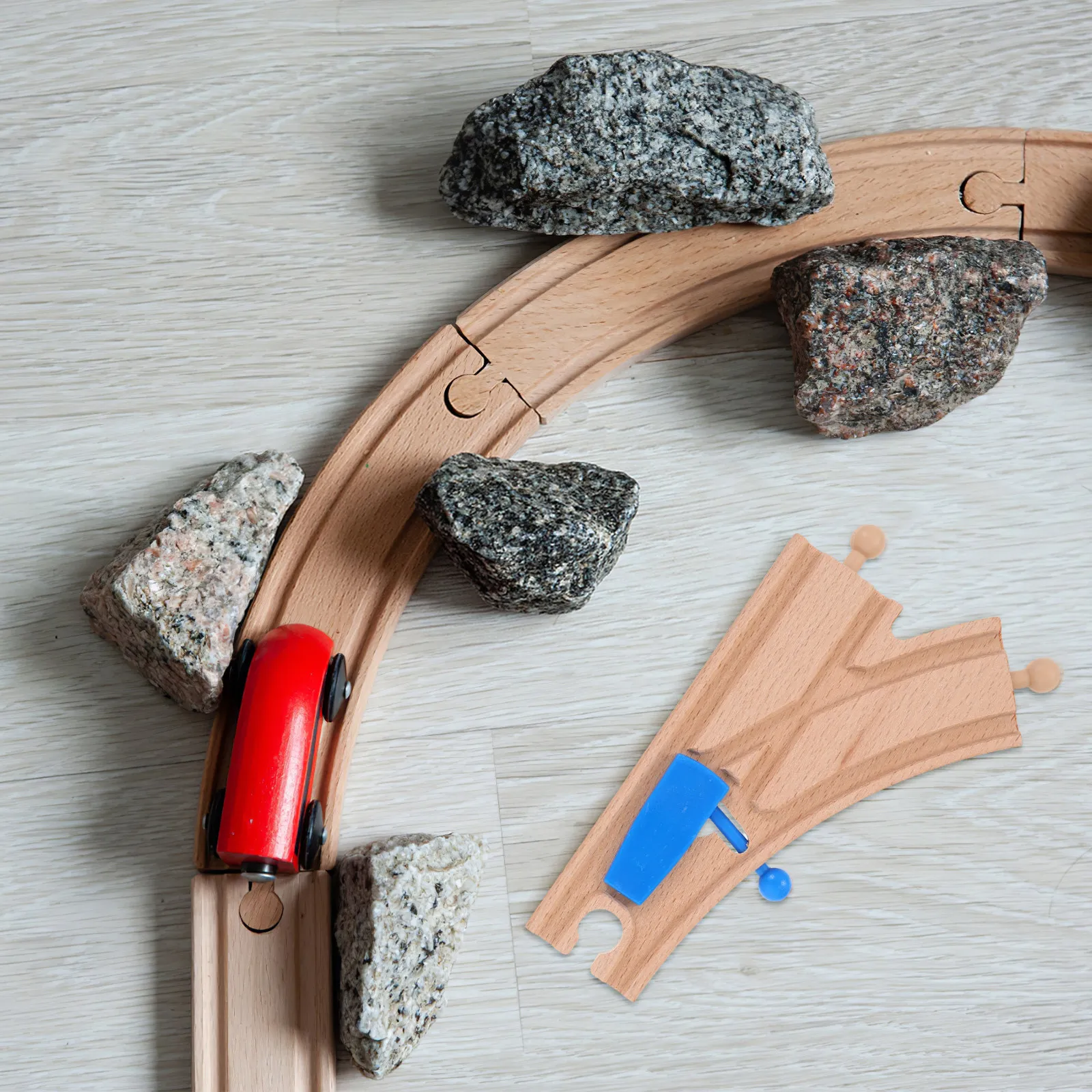 

2Pcs Wooden Train Track Intersections Switch Track Accessories Enhancing Creative Play for Kids Compatible with Major Brands