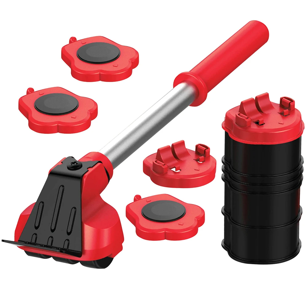 

Furniture Mover Set Furniture Mover Tool Transport Lifter Heavy Stuffs Moving Wheel Roller Bar Hand Tools 5/13 Pcs Set