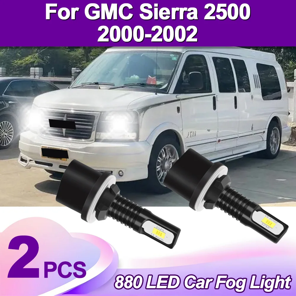 

2PCS Plug and Play 6000K White 880 LED Car Fog Light 20000LM 90W High Power Auto Fog Lamps For GMC Sierra 2500 2000 2001 2002