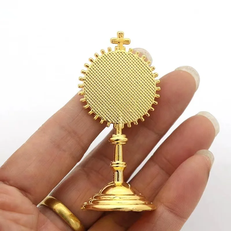 12Pcs JHS Mini Monstrance Holy Sacrament First Communion Fave Holy Grail Baptism Catholic Car Table Decoration Church Suppliers