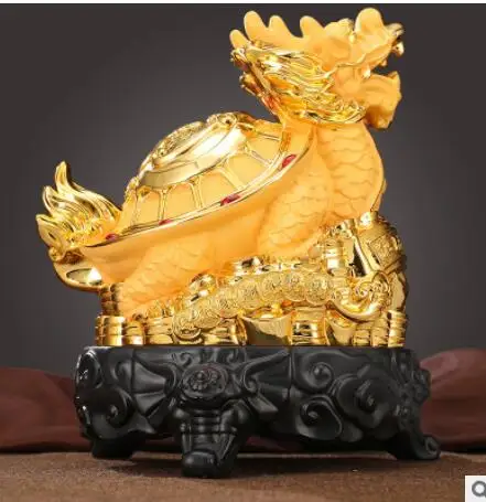 Open gold turtle decoration large open light eight diagram dragon home luxury Animal Sculpture statue living room porch mascot